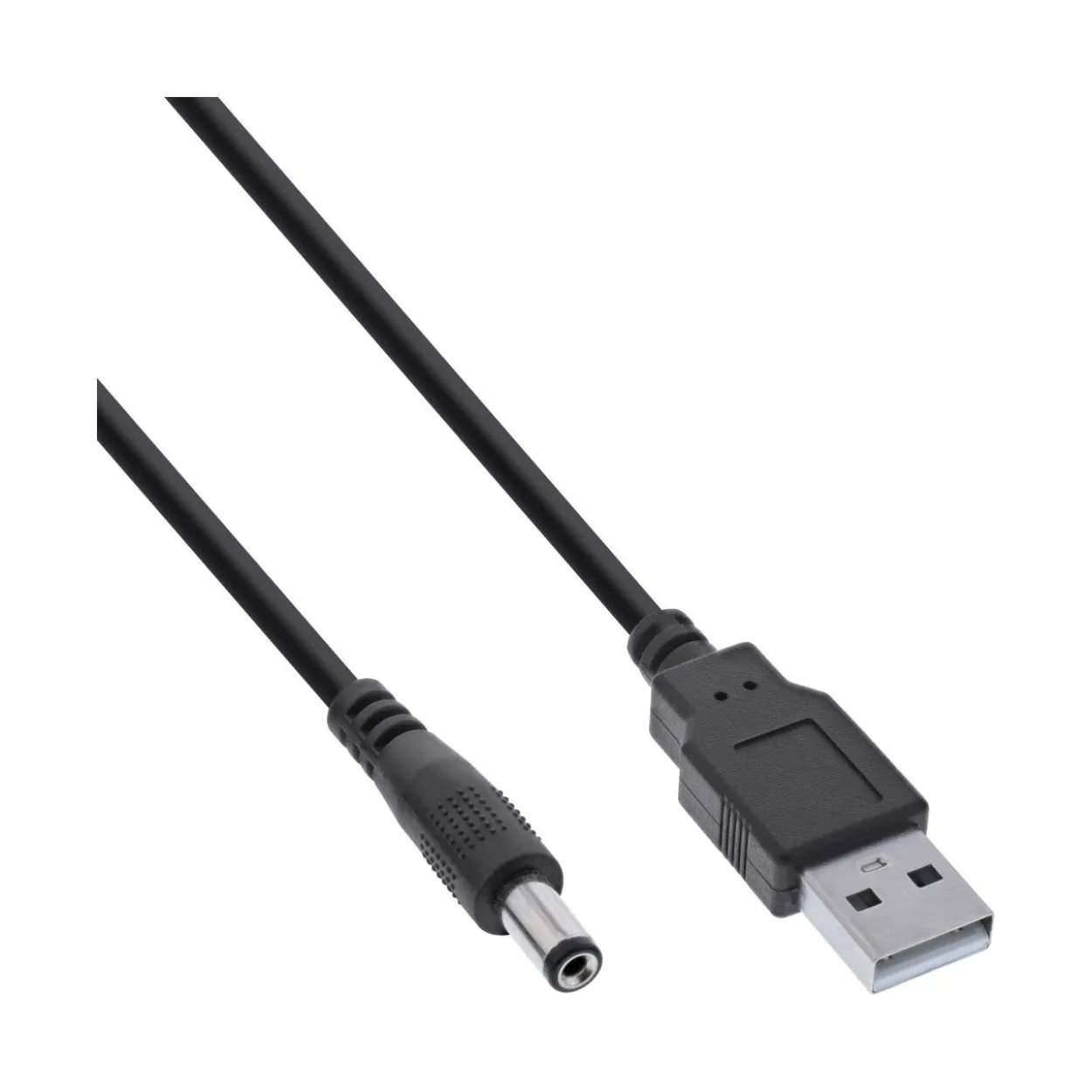 1.00m InLine USB DC Stromadapterkabel, USB A Stecker zu DC 5,5x2,10mm Hohlstecker, schwarz