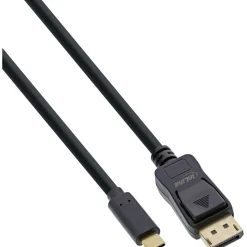 5.00m InLine USB Display Kabel, USB Typ-C Stecker zu DisplayPort Stecker (DP Alt Mode), 4K2K, schwarz