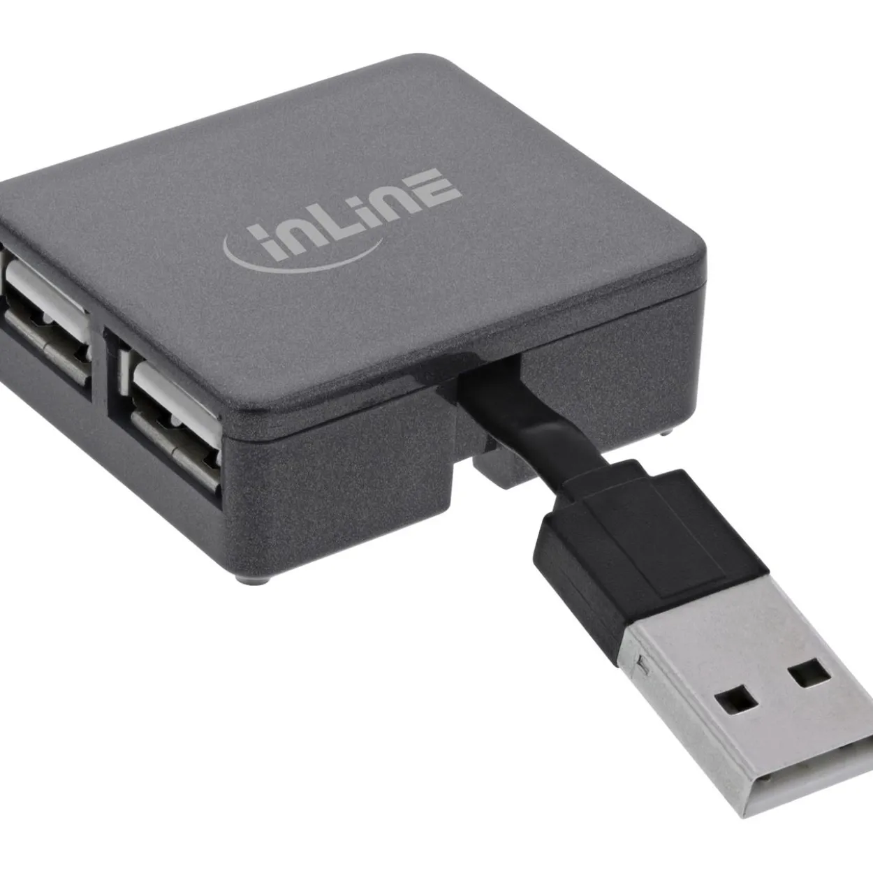 0.04m InLine USB 2.0 Hub, 4 Port, Quadrat, Kabel , Kunststoff