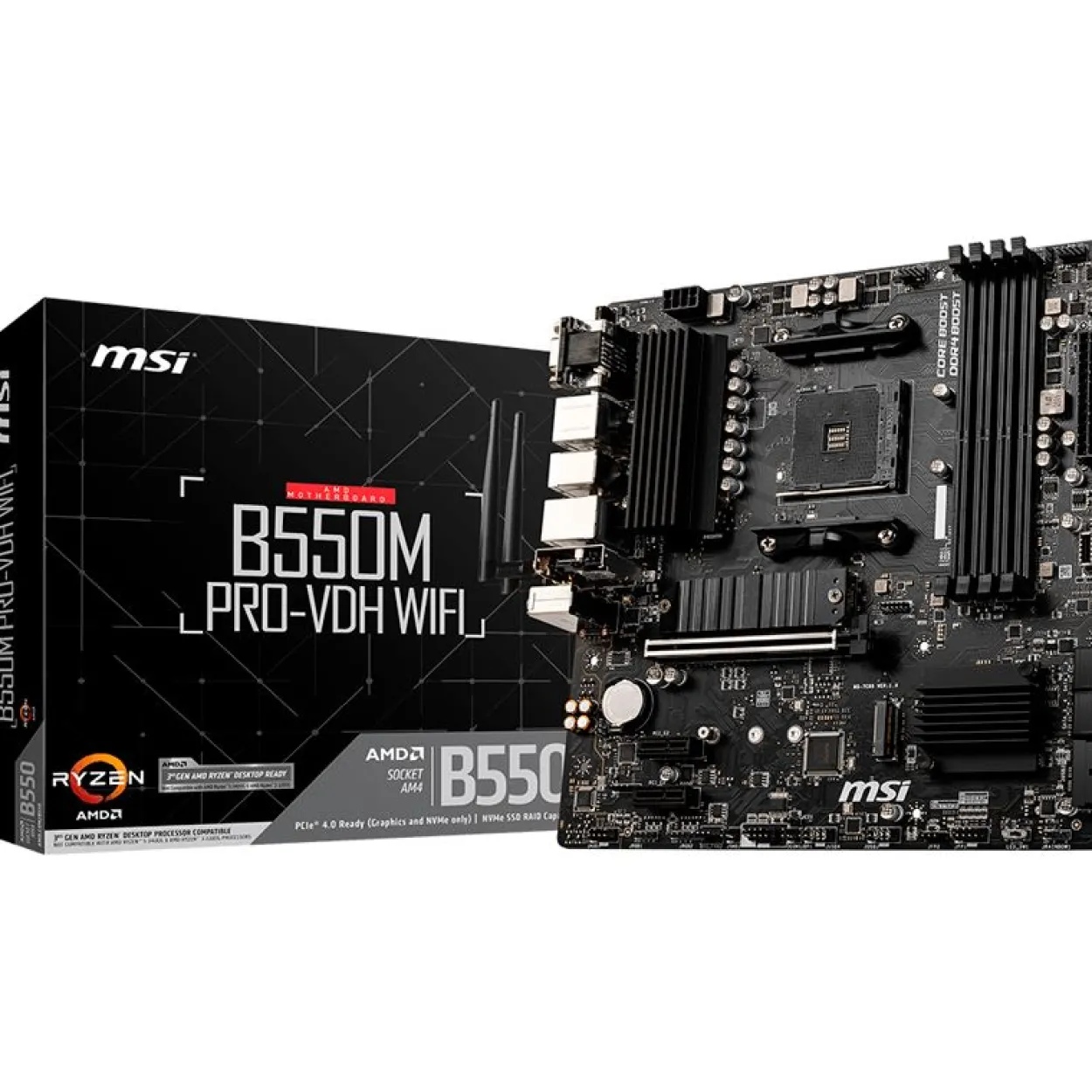 MSI B550M PRO-VDH WIFI AMD B550 So.AM4 Dual Channel DDR4 mATX Retail