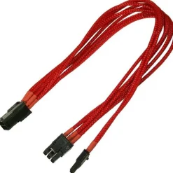 Nanoxia 30 cm rotes einzelsleeve Adapterkabel für 6-Pin PCI-E zu 6+2-Pin (NXP683ER)