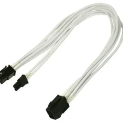 Nanoxia 30 cm weißes einzelsleeve Adapterkabel für 6-Pin PCI-E zu 6+2-Pin (NXP683EW)