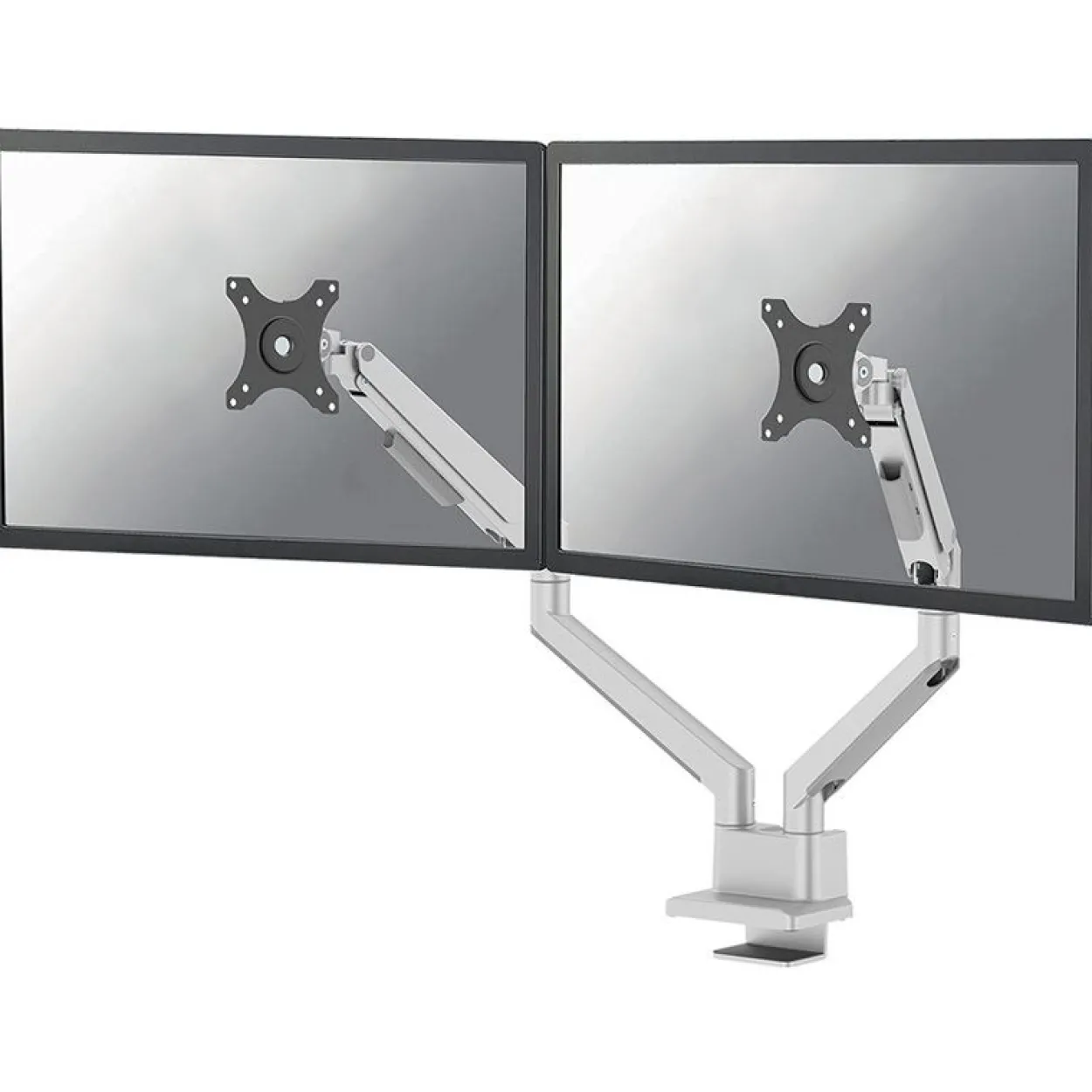 NEOMOUNTS Next Slim Desk Mount Double Display topfix clamp and grommet silber