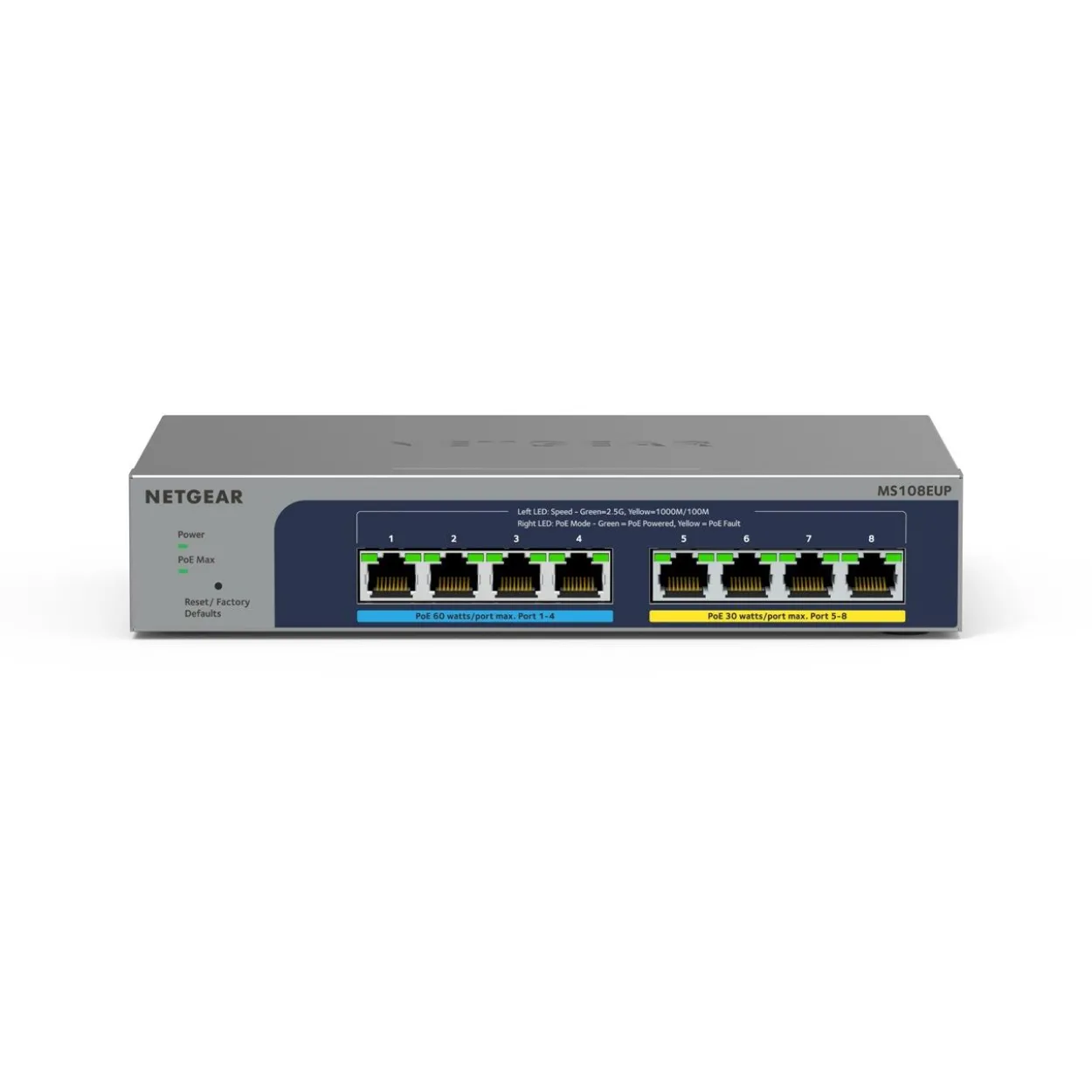 Netgear 8Port Switch 100/1000/2500 MS108EUP 8-Port Ultra60 PoE++ Multi-Gig unmgd Switch
