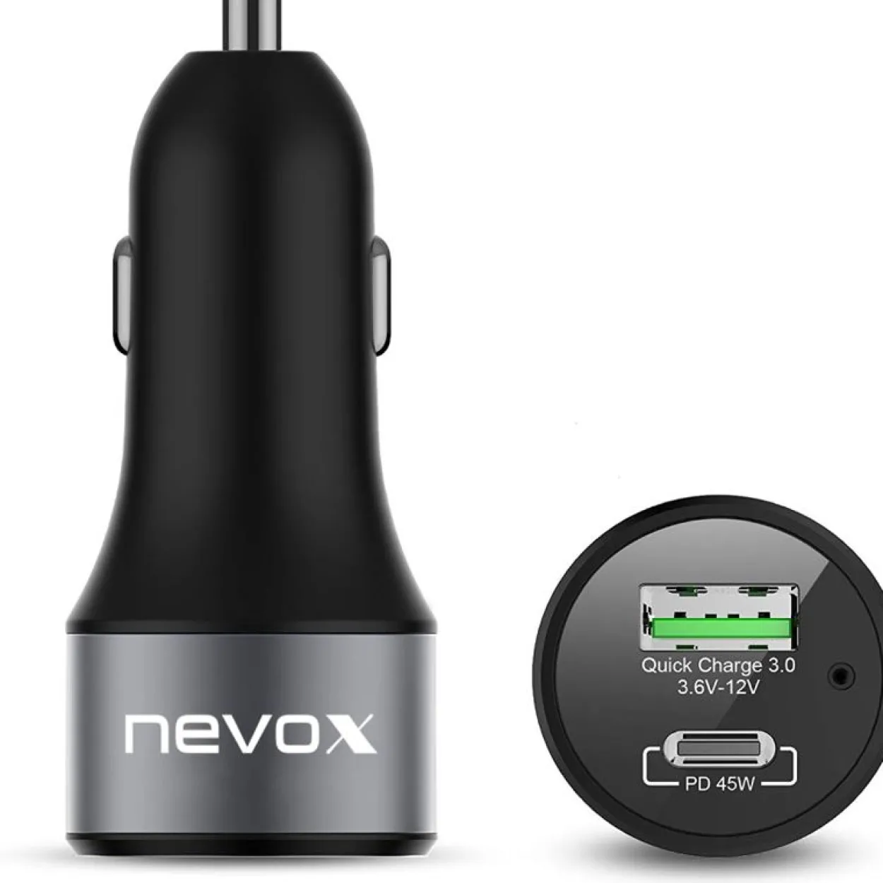 nevox Nevox PD KFZ-Ladegerät USB-C + USB QC3.0 (63W) schwarz