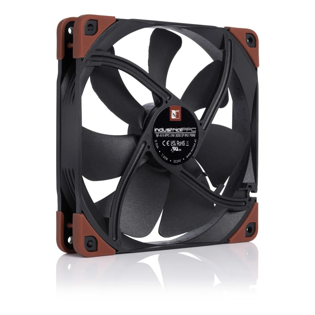 Noctua NF-A14 industrialPPC-24V-3000 SP IP67 PWM 140x140x25mm 800-3000 U/min 41.3 dB(A) schwarz/braun