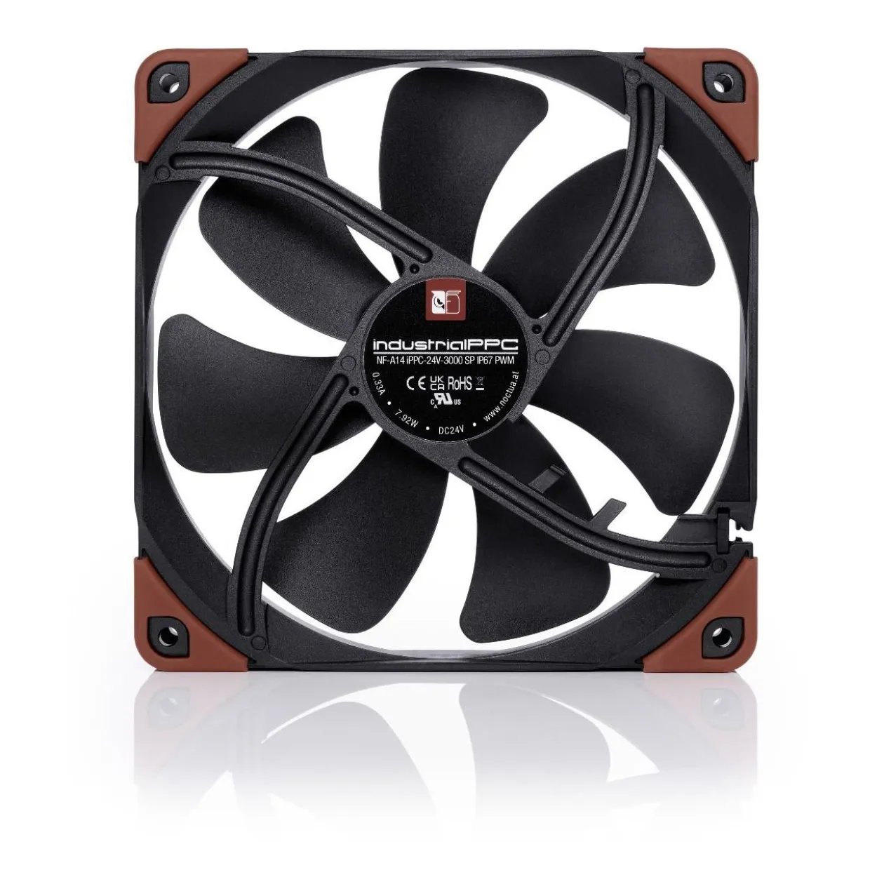Noctua NF-A14 industrialPPC-24V-3000 SP IP67 PWM 140x140x25mm 800-3000 U/min 41.3 dB(A) schwarz/braun