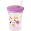 NUK Trinkbecher Action Cup 230ml rosa mit Trinkhalm ab 12M