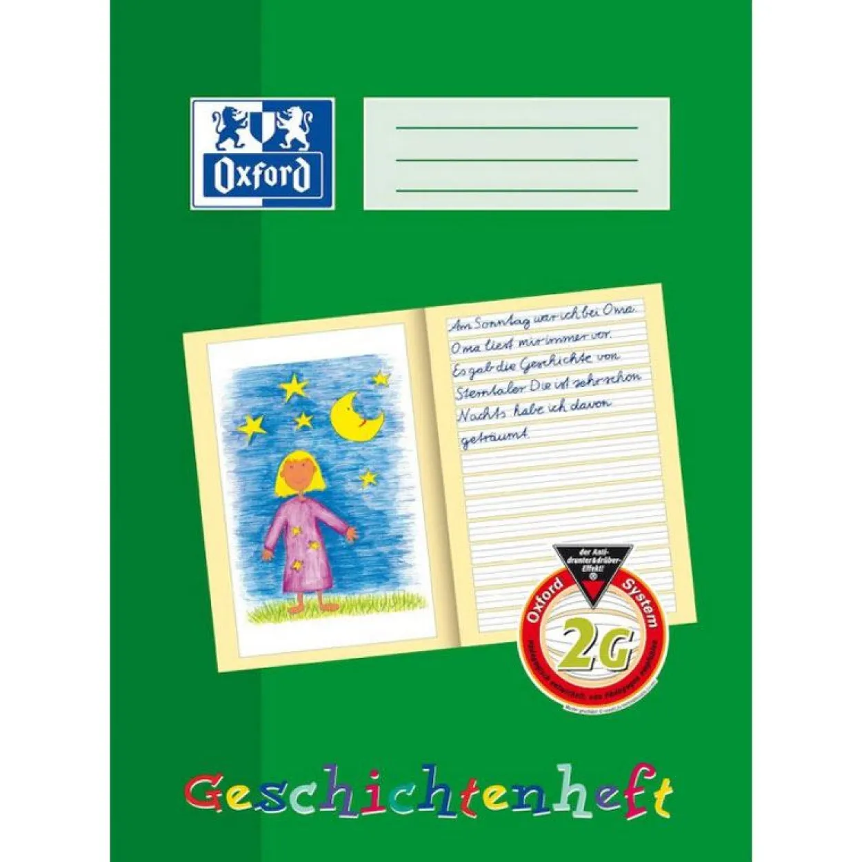 OXFORD Geschichtenheft Lineatur 2G blanko DIN A4 ohne Rand, 16 Blatt