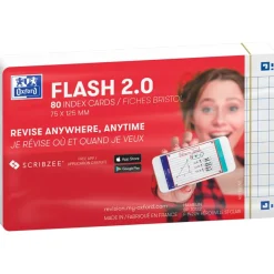 OXFORD 80 Karteikarten FLASH 2.0 DIN A7 weiß kariert