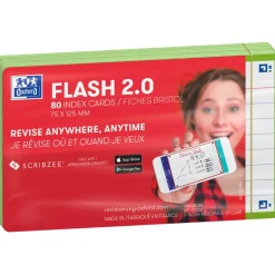 OXFORD 80 Karteikarten FLASH 2.0 DIN A7 weiß, grün liniert