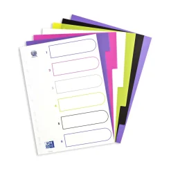 OXFORD Ordnerregister myColour Vollformat blanko lila, pink, weiß, grün, schwarz 6-teilig, 1 Satz