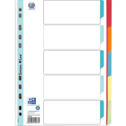 OXFORD Ordnerregister Vollformat blanko rot, orange, blau, gelb, grün 5-teilig, 1 Satz
