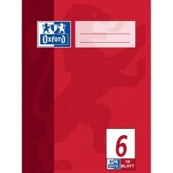 OXFORD Schulheft Lineatur 6 blanko DIN A5 ohne Rand, 16 Blatt