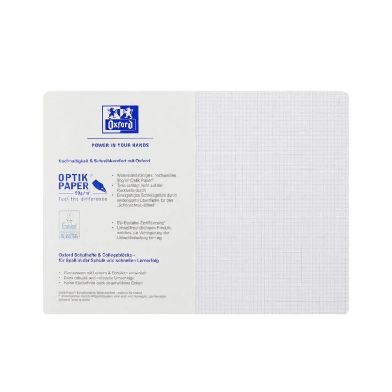 OXFORD Schulheft Touch Lineatur 22 kariert DIN A4 ohne Rand, 16 Blatt