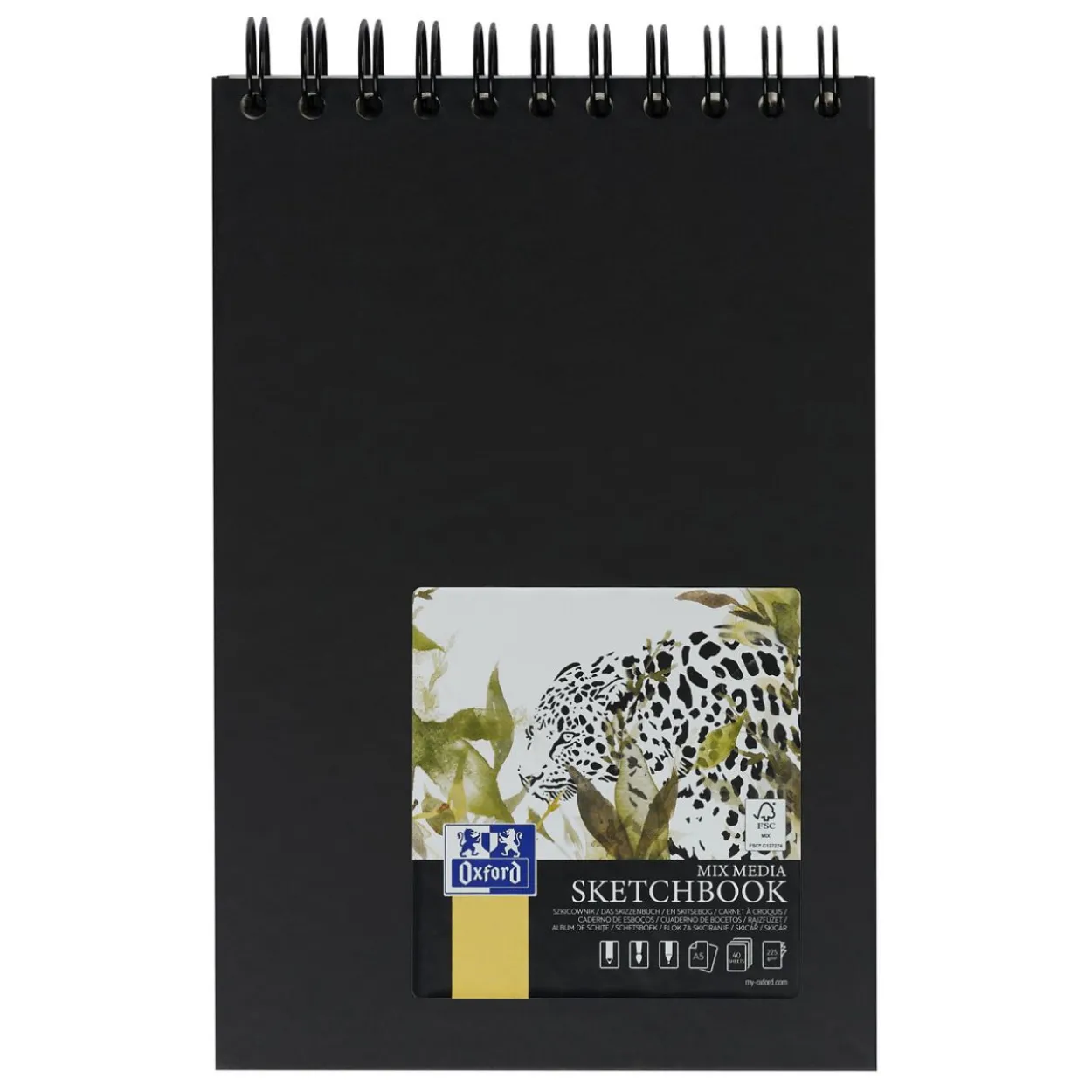 OXFORD Skizzenbuch Sketchbook DIN A5 blanko, schwarz Hardcover 40 Seiten