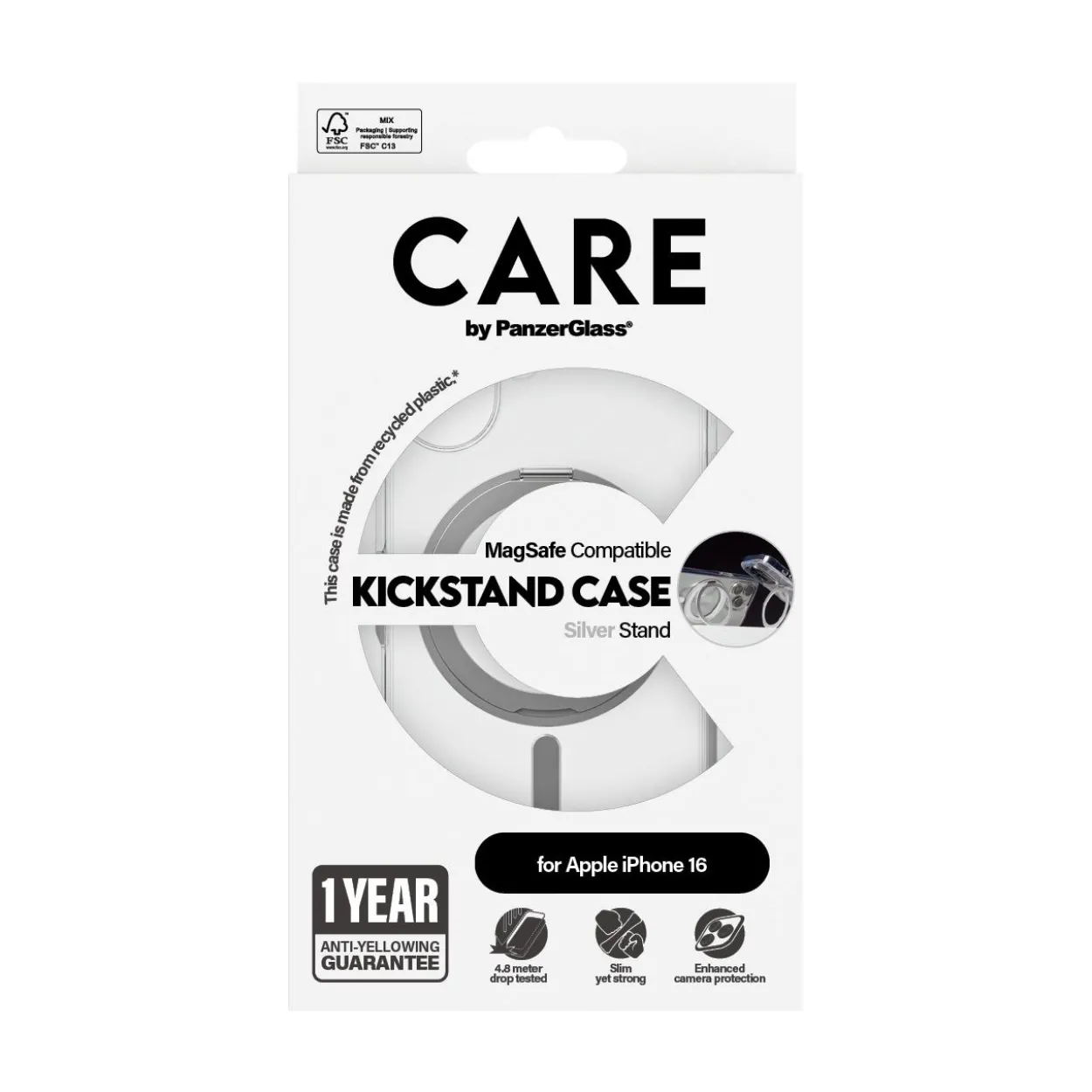 PanzerGlass CARE Feature Kickstand iPhone 16 silber