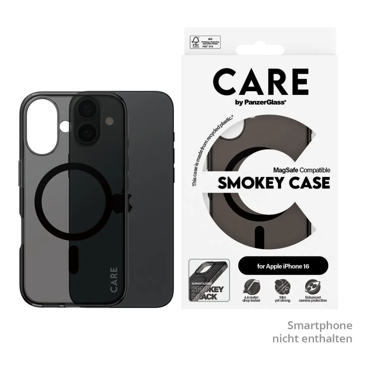 PanzerGlass CARE Flagship Case Urban Combat MagSafe iPhone 16 smokey/ black