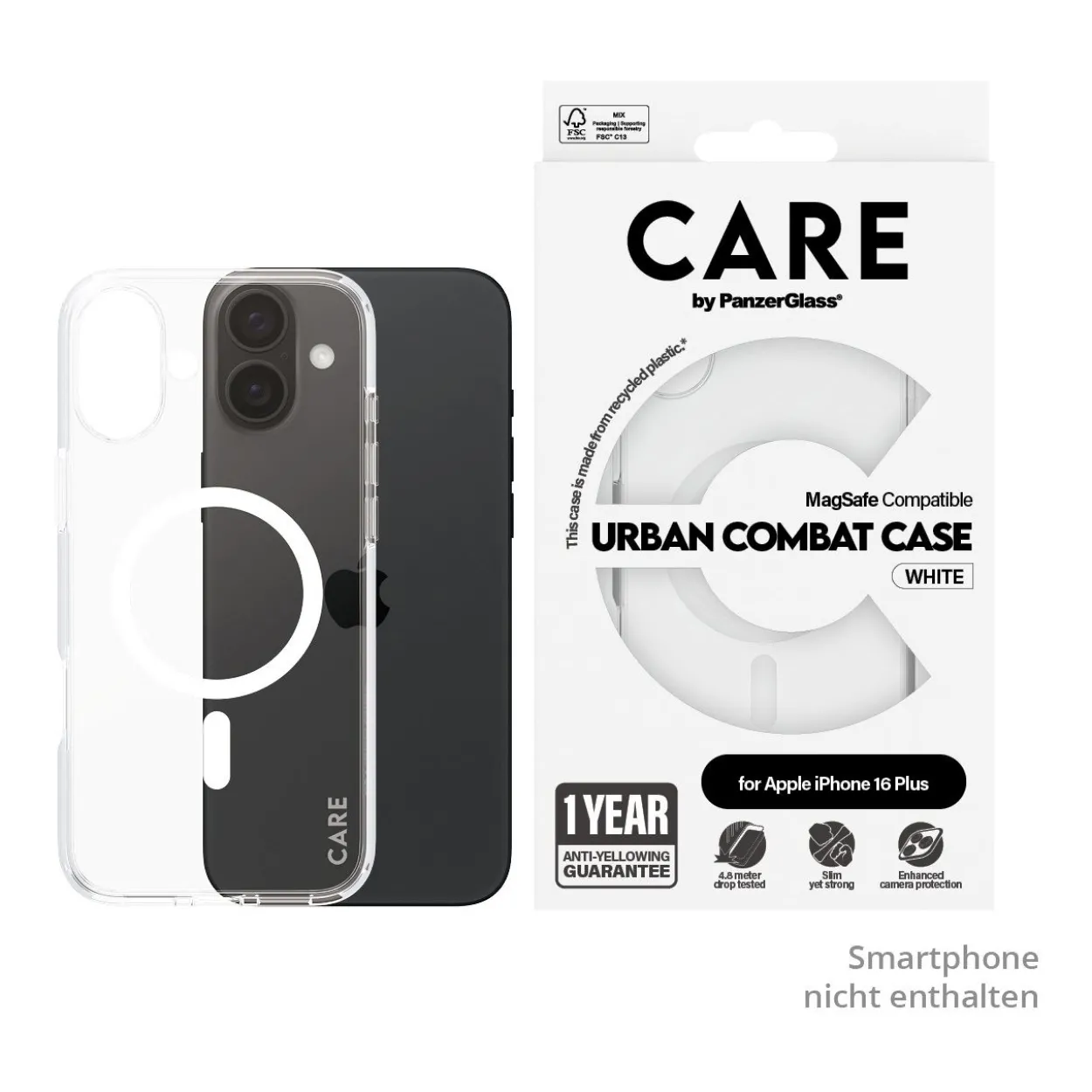 PanzerGlass CARE Flagship Colors iPhone 16 Plus weiß