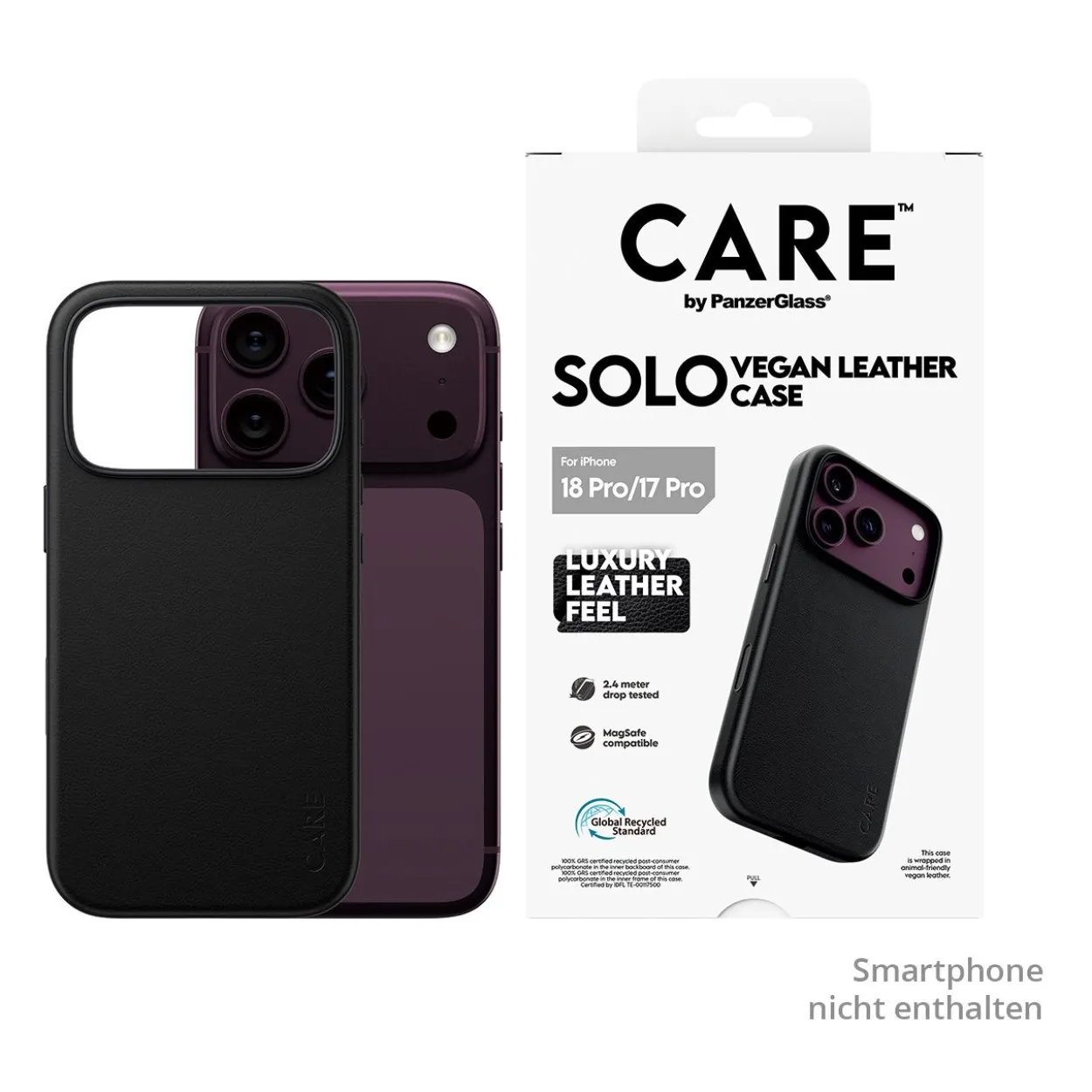 PanzerGlass CARE Solo Vegan Leather Case black w. MagSafe iPhone 18 Pro/ 17 Pro