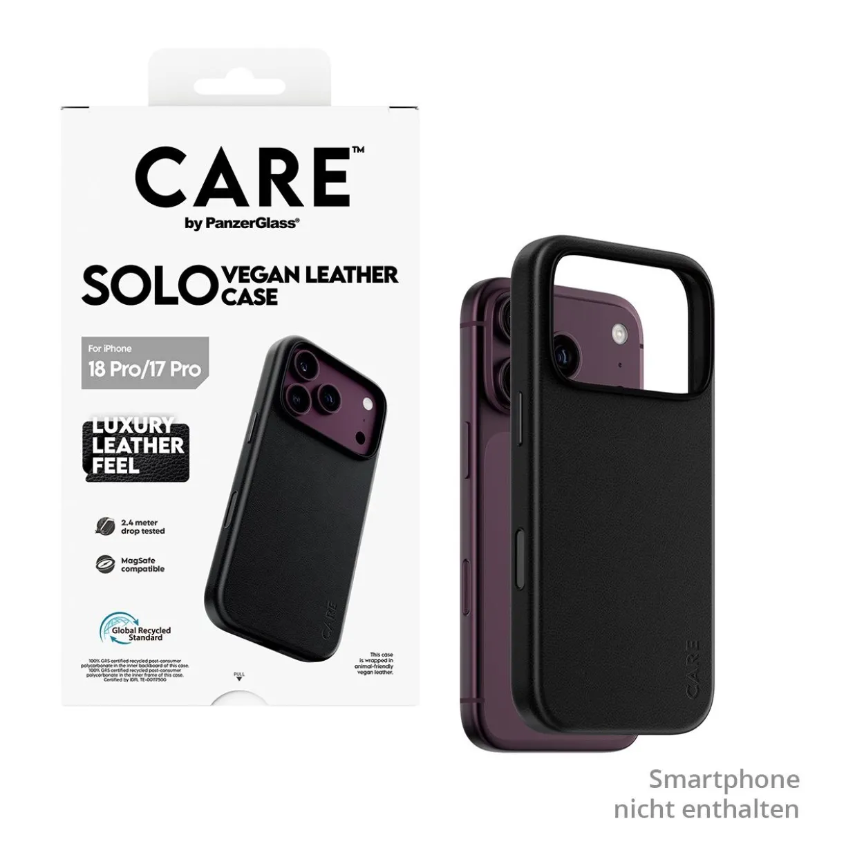 PanzerGlass CARE Solo Vegan Leather Case black w. MagSafe iPhone 18 Pro/ 17 Pro