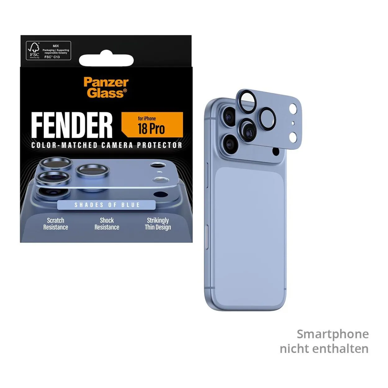 PanzerGlass Fender Camera Lens Protector shades of blue iPhone 18 Pro