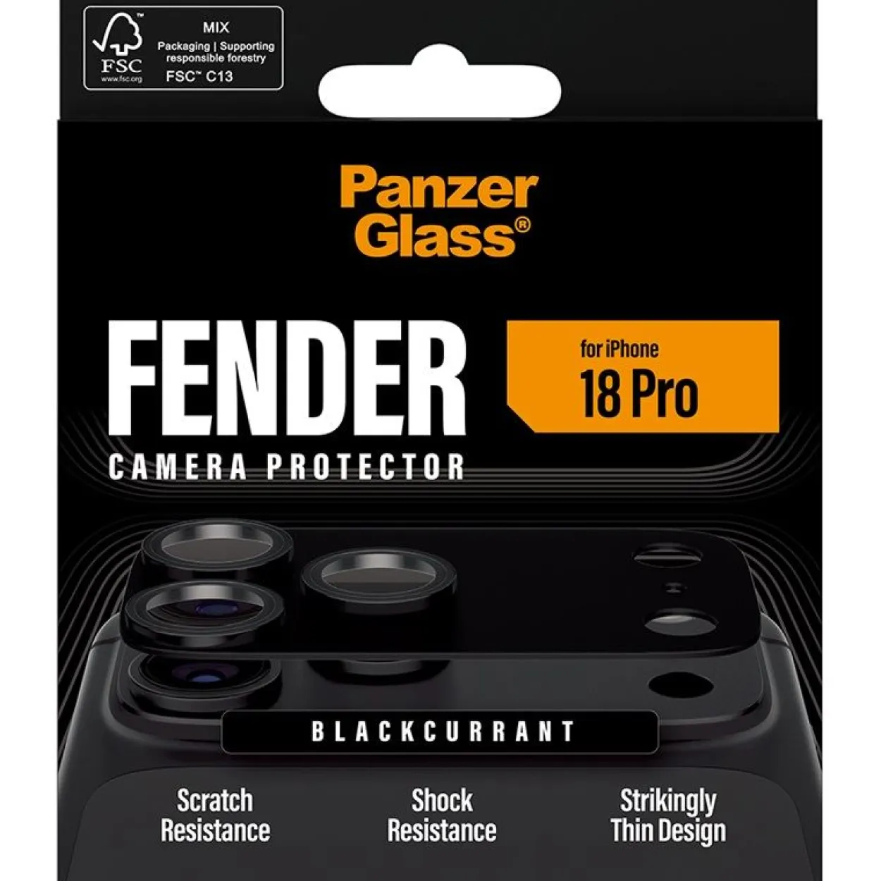 PanzerGlass Fender Camera Lens Protector blackcurrant iPhone 18 Pro