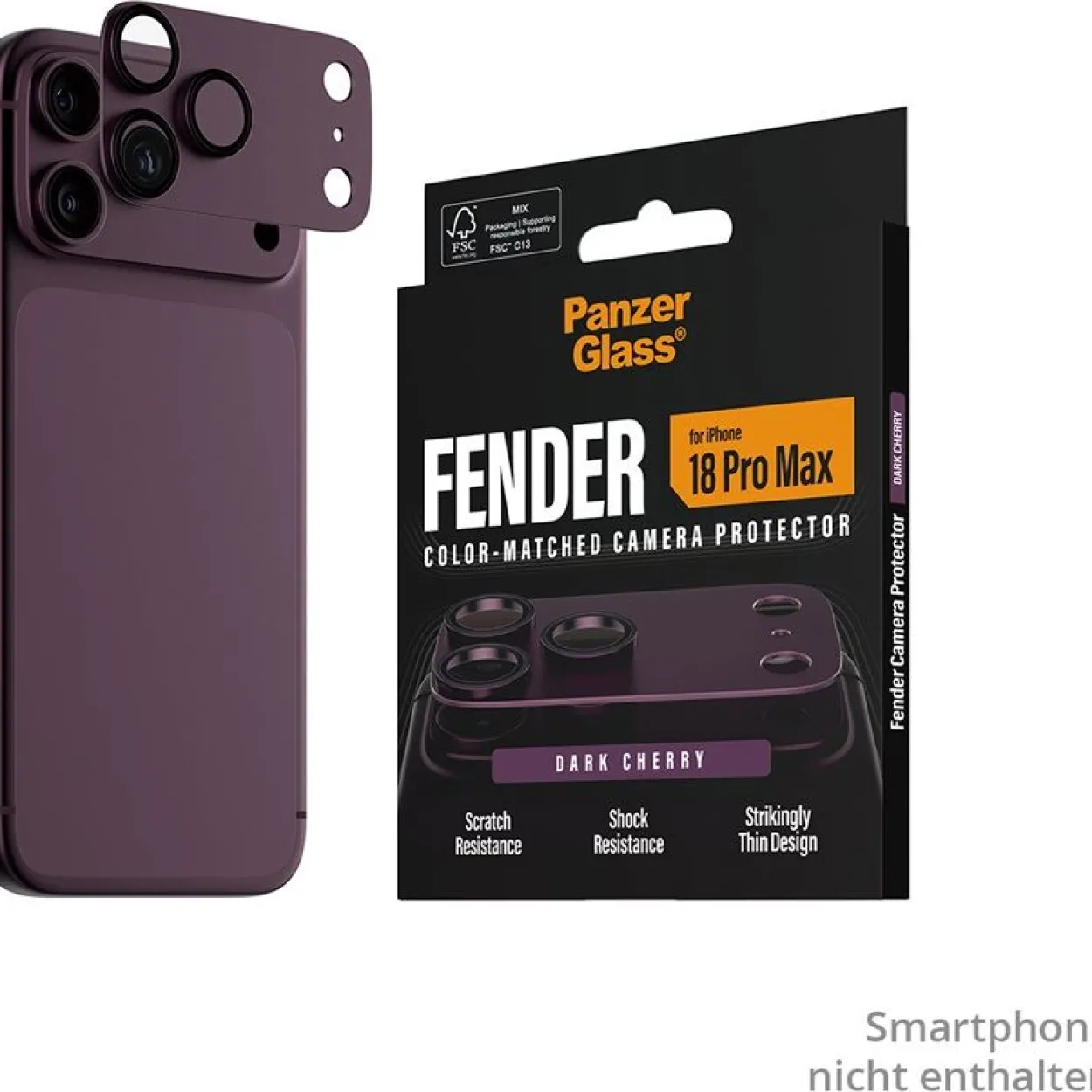 PanzerGlass Fender Camera Protector dark cherry iPhone 18 Pro Max