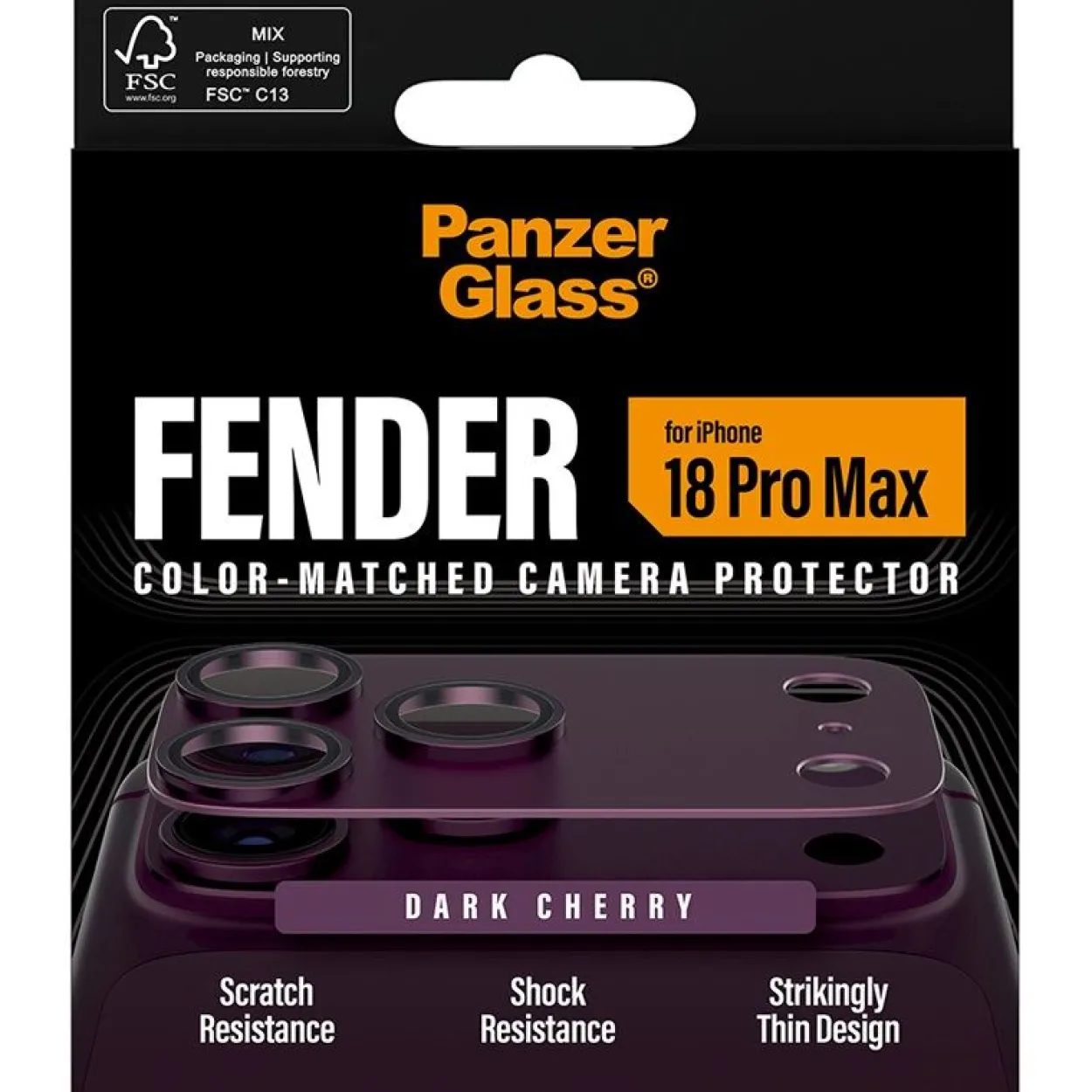 PanzerGlass Fender Camera Protector dark cherry iPhone 18 Pro Max