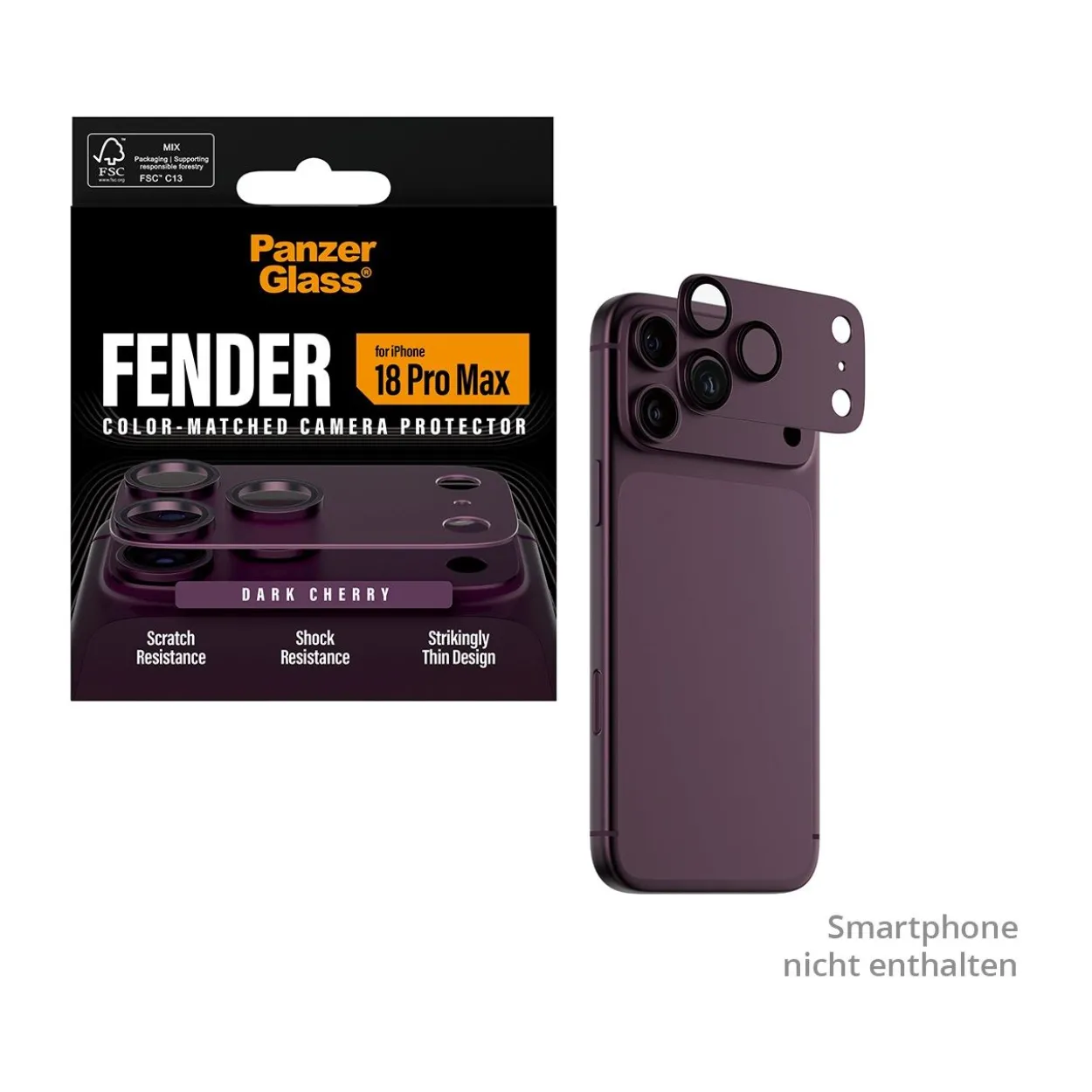 PanzerGlass Fender Camera Protector dark cherry iPhone 18 Pro Max