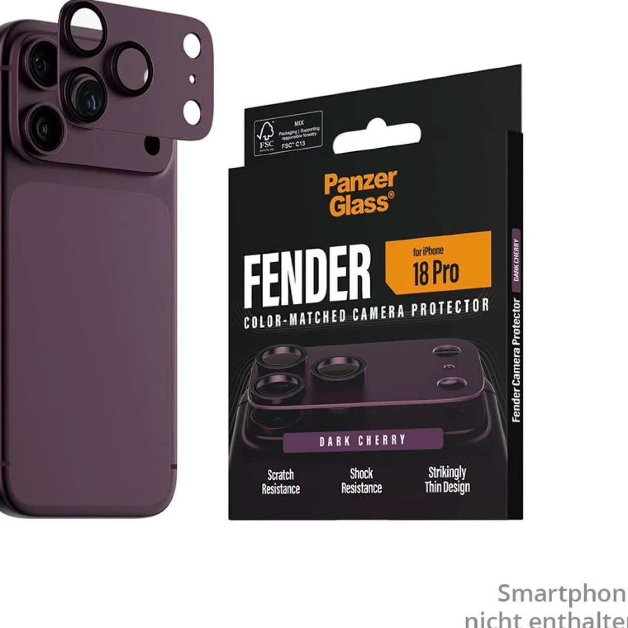 PanzerGlass Fender Camera Protector dark cherry iPhone 18 Pro