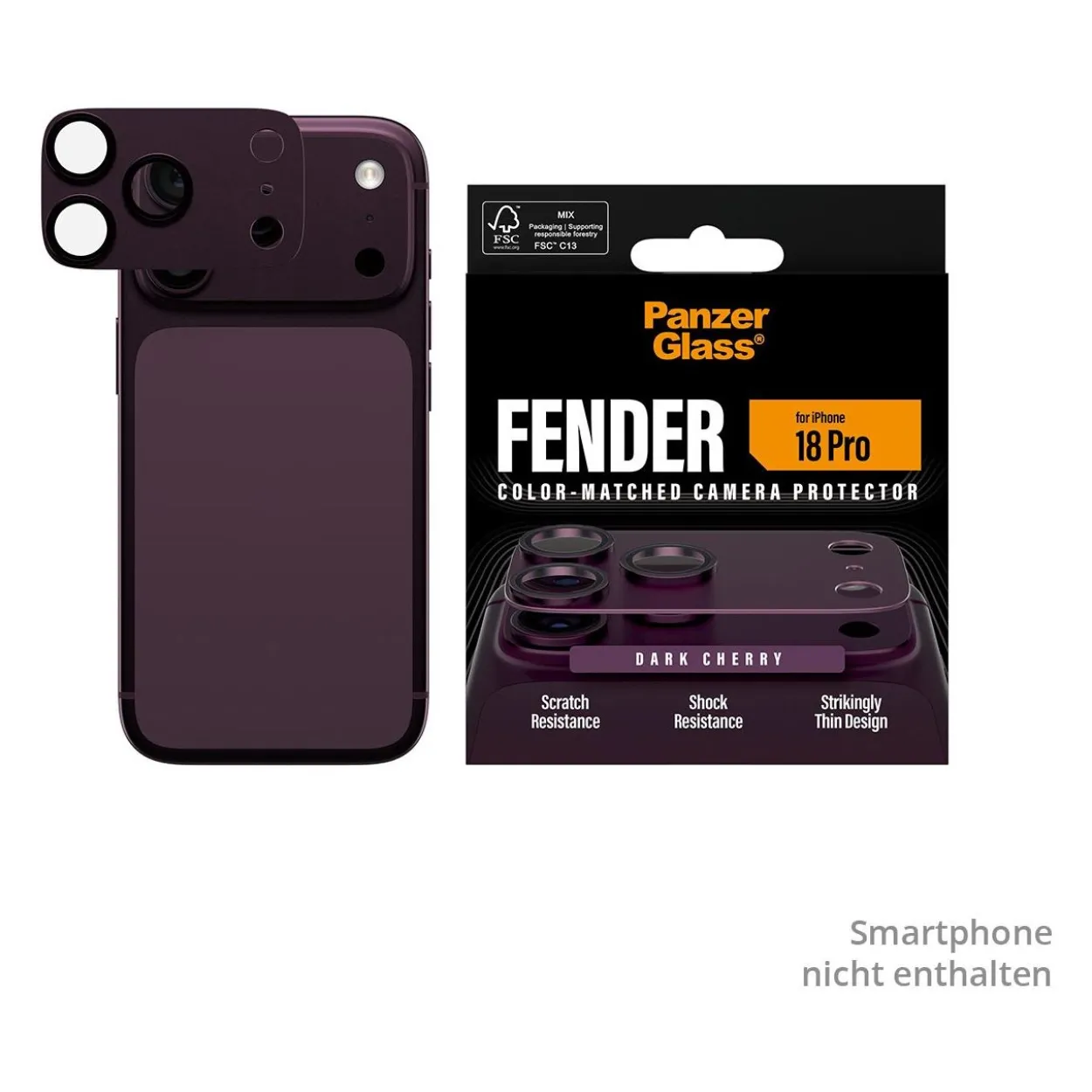 PanzerGlass Fender Camera Protector dark cherry iPhone 18 Pro