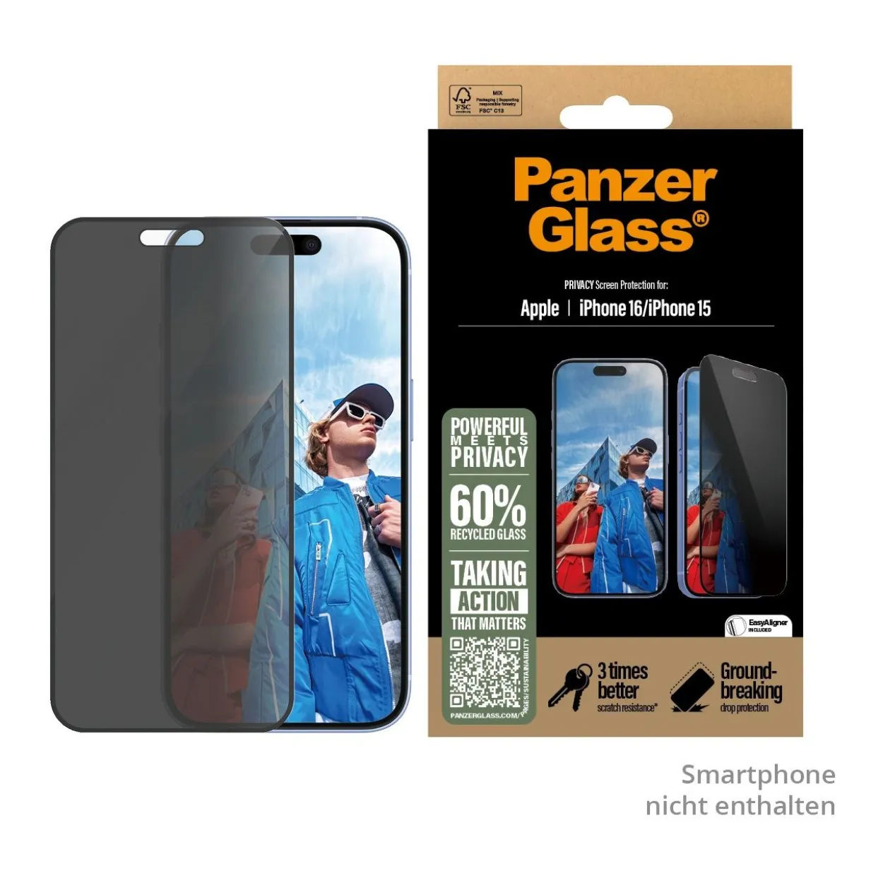 PanzerGlass Privacy SP iPhone 16 UWF