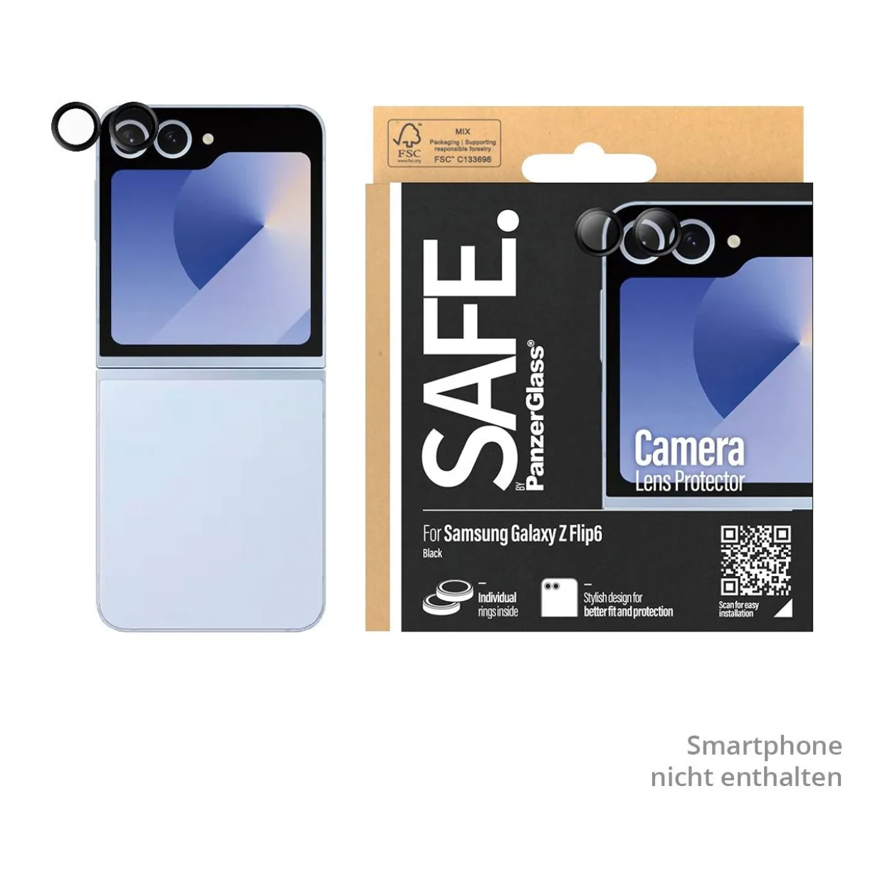 PanzerGlass SAFE. Camera Lens Protector for Samsung Galaxy Z Flip6 black