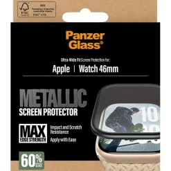 PanzerGlass Screen Protector w. black Metal Frame Apple Watch 46mm