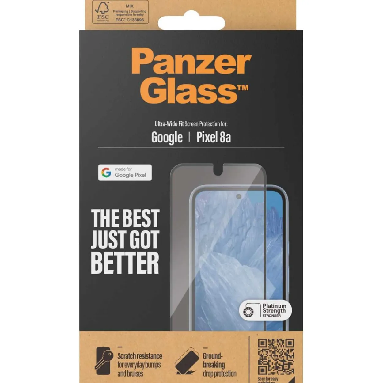 PanzerGlass Screen Protector Google Pixel 8a Ultra-Wide Fit