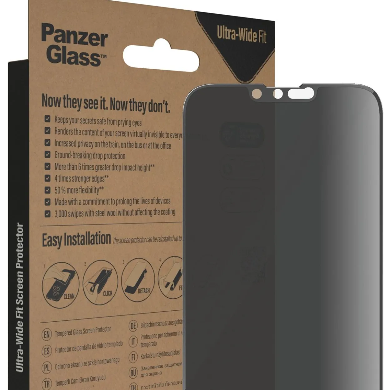 PanzerGlass SP iPhone 14 Plus UWF Privacy AB m. Applikator
