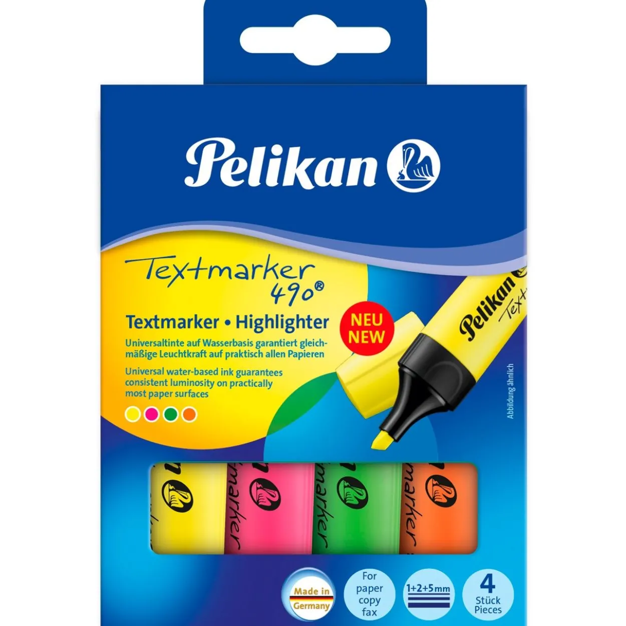 Pelikan Textmarker 490, 4er Etui, farbig sortiert