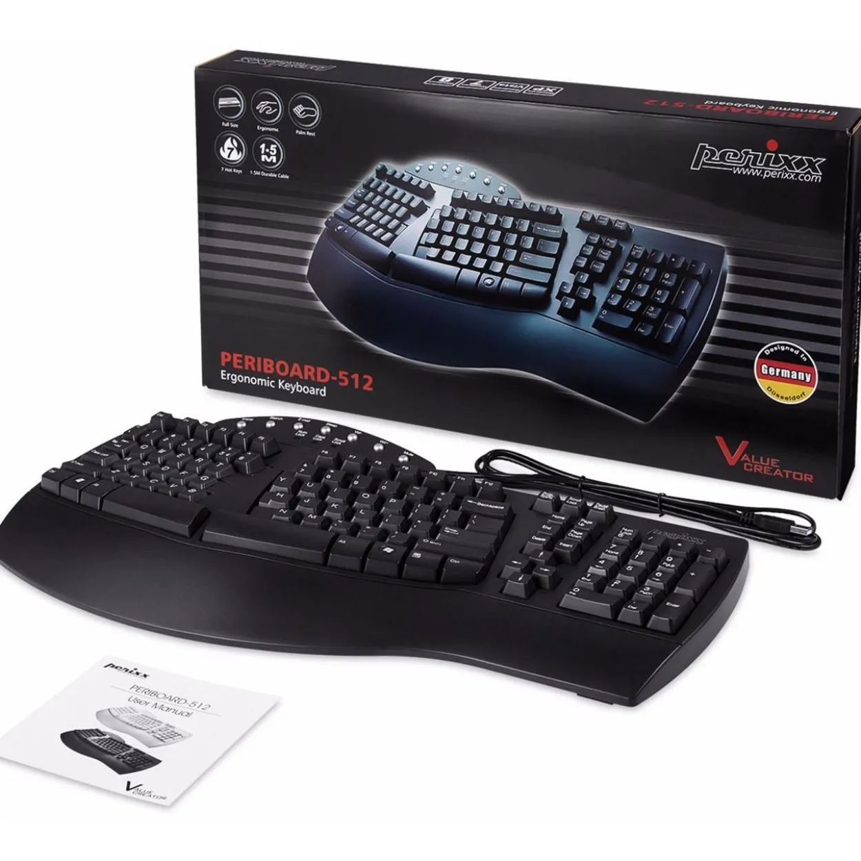 Perixx Periboard-512B USB Deutsch schwarz (kabelgebunden)