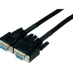 Phobya Serielles Kabel DB9 1:1 - 3m (Stecker - Stecker 9pol) - schwarz gesleevt