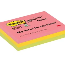 Post-it Super Sticky Meeting Notes Haftnotizen extrastark farbsortiert 3 Blöcke
