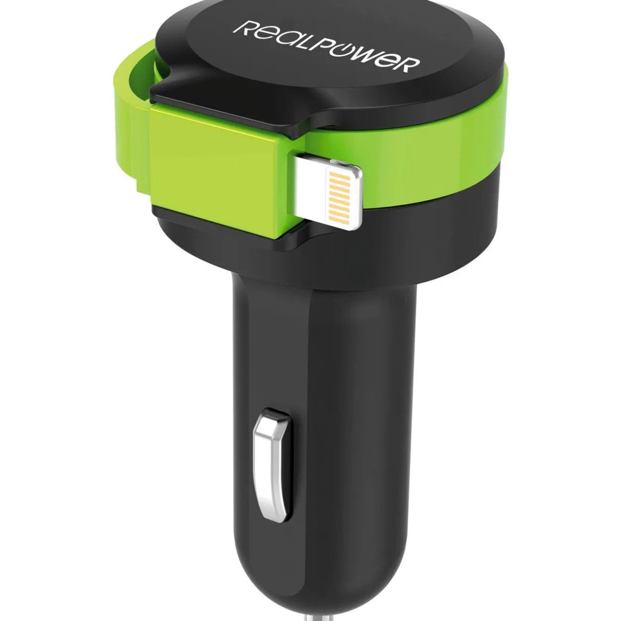 Realpower Car Charger L - integrated Lighning Cable + 1x USB