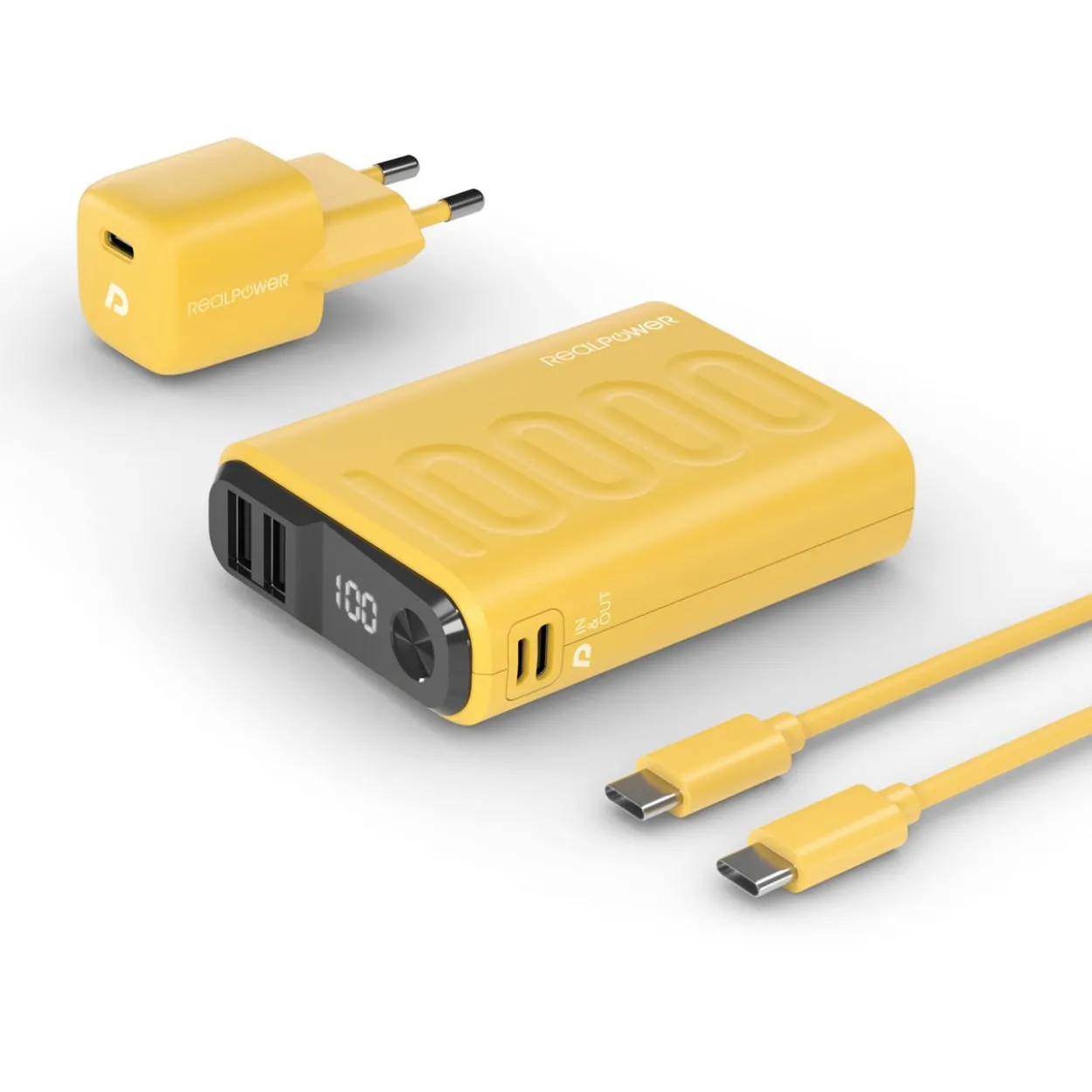 Realpower Powerbank PB-10000 Power Pack Gelb