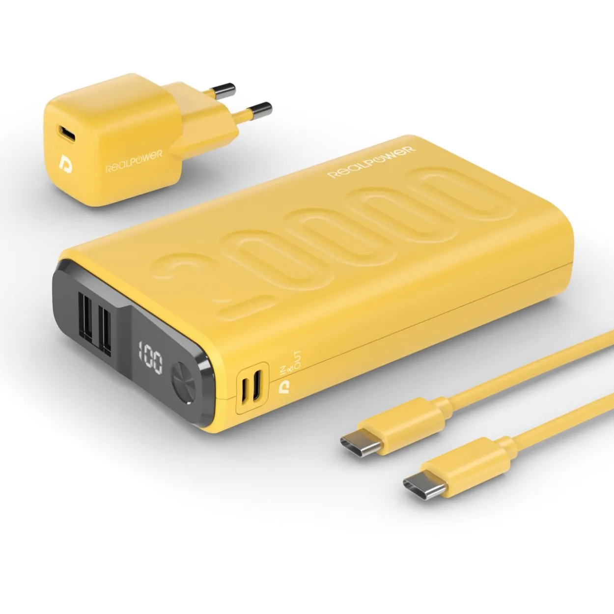 Realpower Powerbank PB-20000 Power Pack Gelb