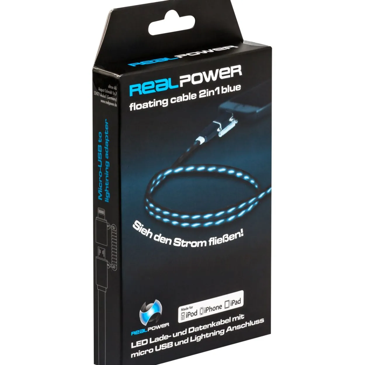 Realpower RealPower Floating lightning/micro USB Cable blau