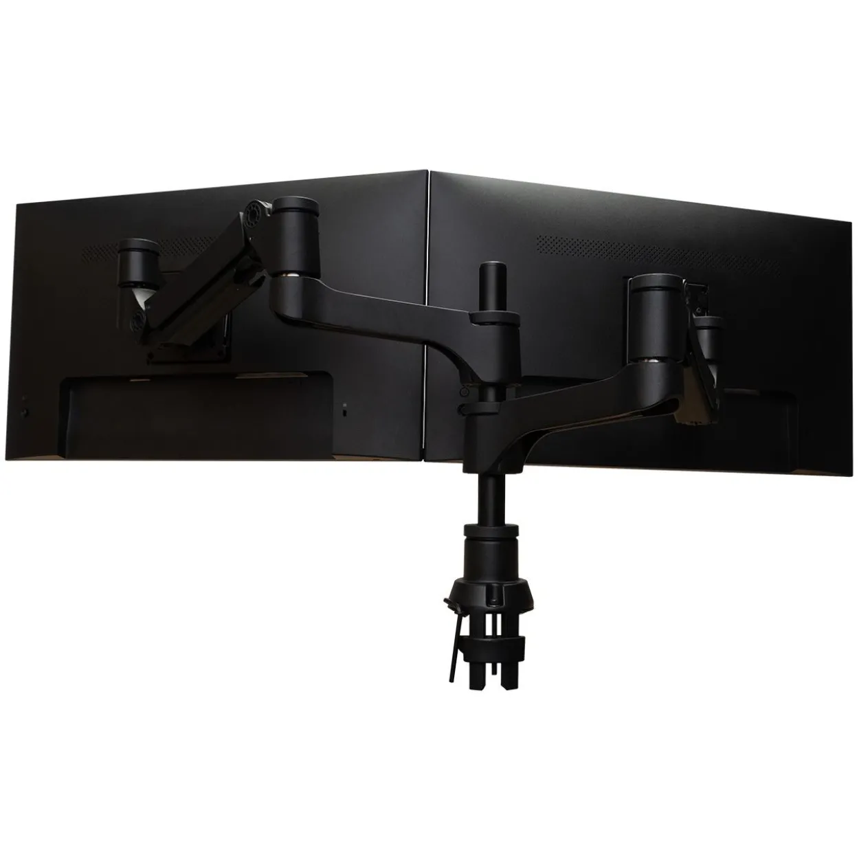 R-GO Caparo 4 Twin Monitorarm 3-9 kg Gasfeder dynamisch ergonomisch Monitorhalterung Tischhalterung Aluminium 2 Monitore VESA