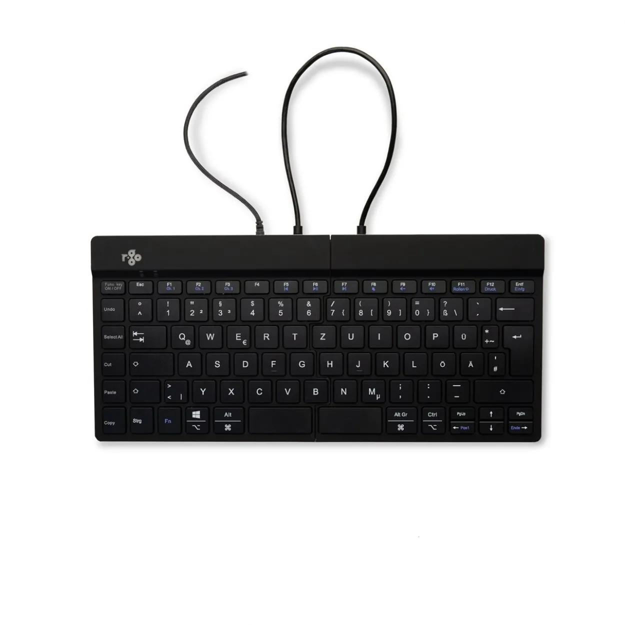 R-GO Tools Split Tastatur USB Deutsch schwarz (kabelgebunden)