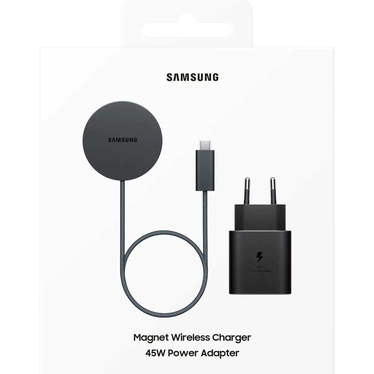 Samsung Magnet Wireless Charger 25 Watt mit Schnellladeadapter 45 W Dark Gray, EP-P2900TB