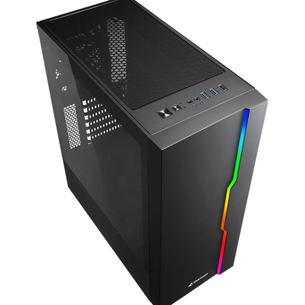 Sharkoon RGB Slider mit Sichtfenster Midi Tower ohne Netzteil schwarz