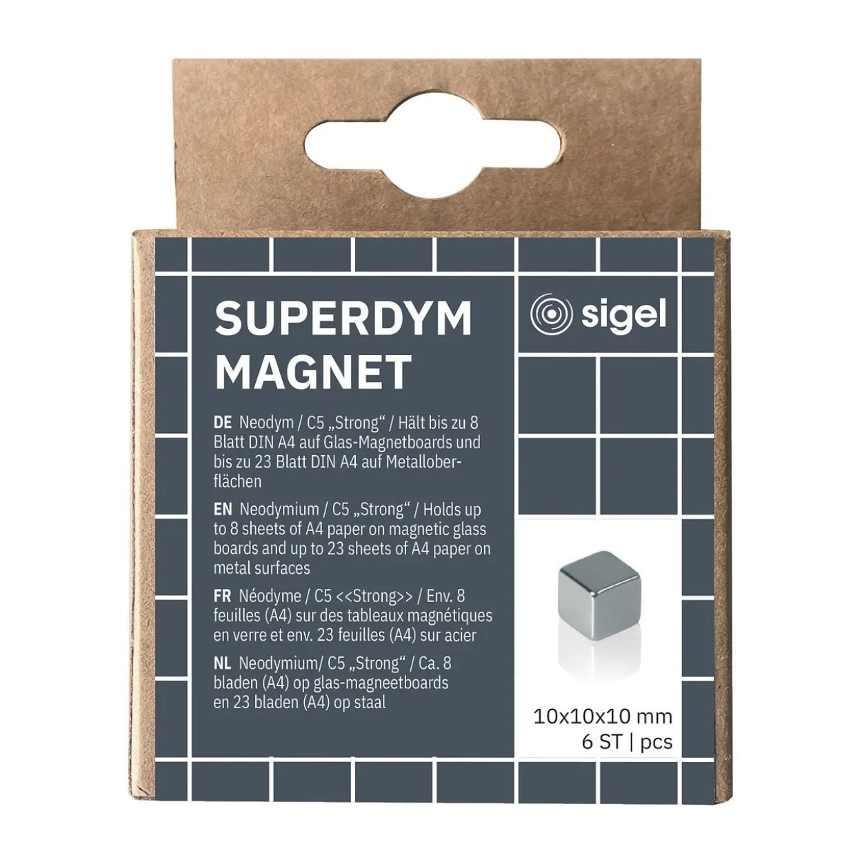 SIGEL 6 C5 Strong Magnete silber 1,0 x 1,0 x 1,0 cm